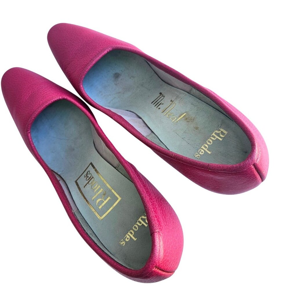 Vintage 50s Pink Leather Kitten Heel Pumps Sz 5B Rhodes Mr. Neal - Picture 13 of 16